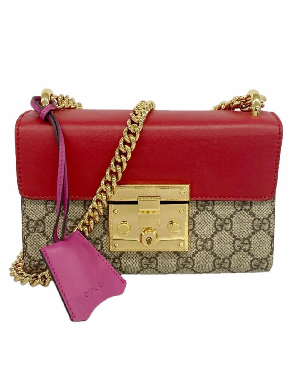 Gucci Shoulder Bag GG Supreme Red Brown Gold